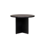 Aston Soffbord Ø65 cm – Granitskiva & svartbetsat underrede