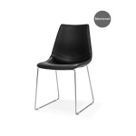 FLY stol svart PU, borstad metall underrede