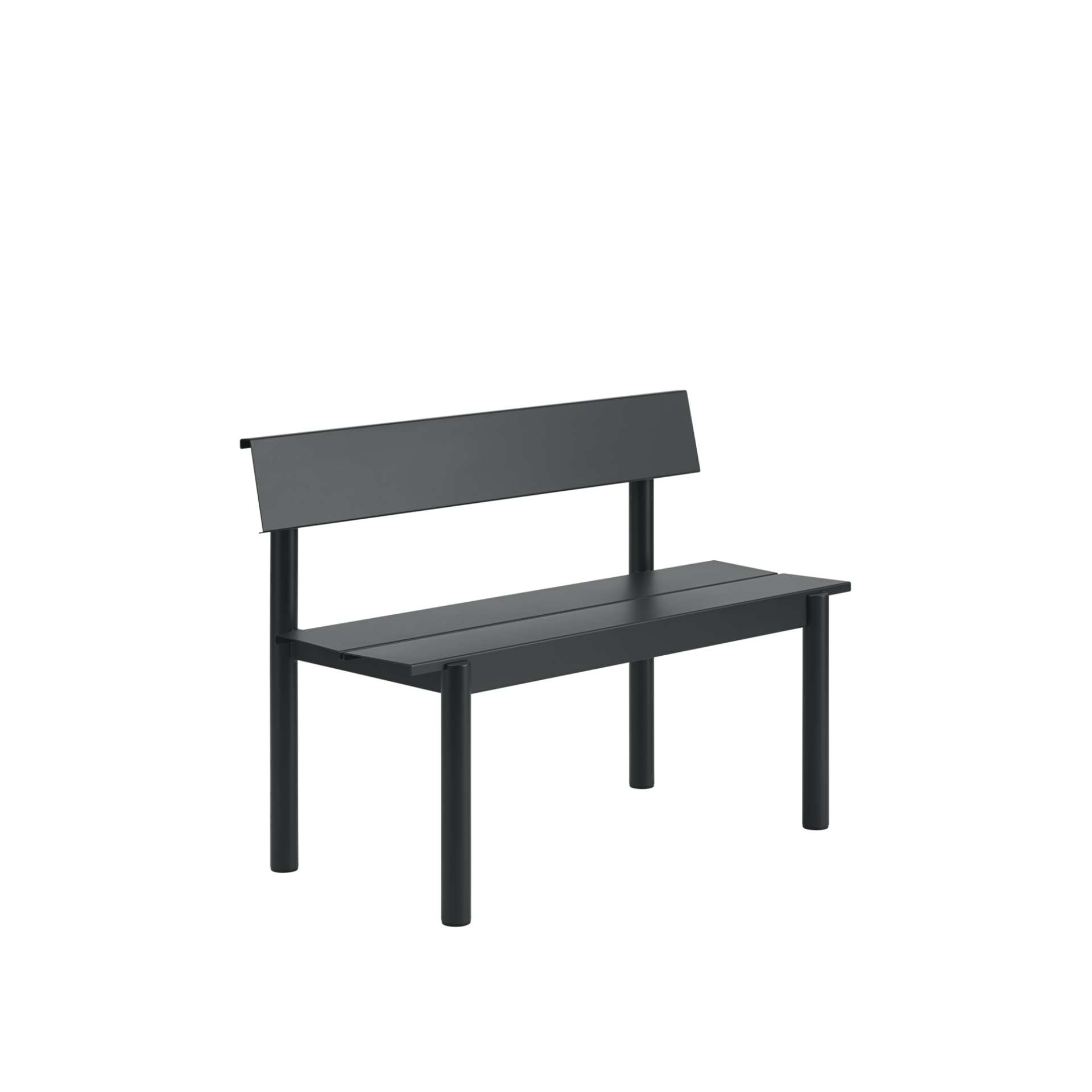Linear Steel bänk med ryggstöd 110 cm - Bild 1