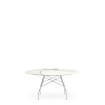 Glossy runt marmorbord 150cm med kromade ben