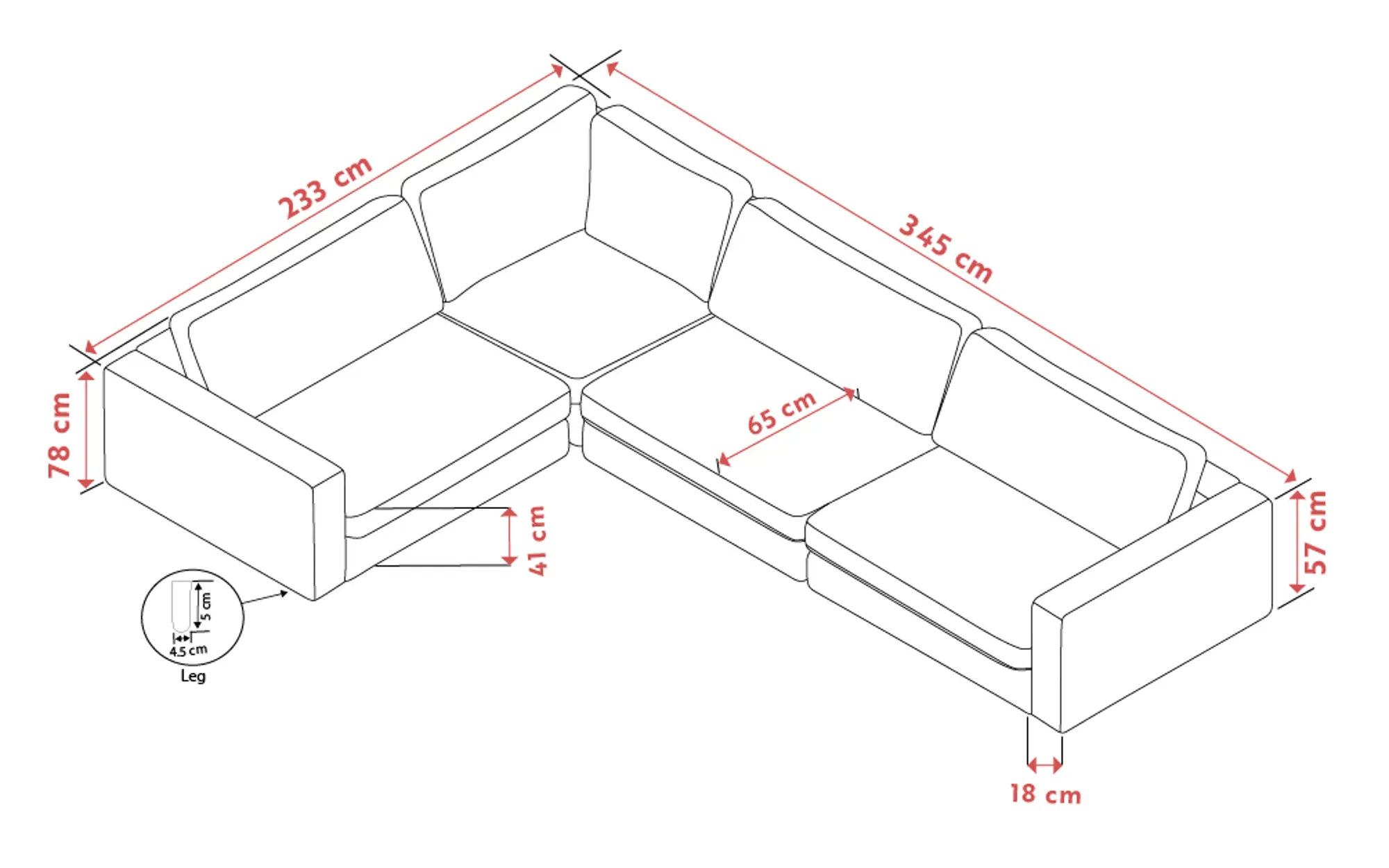 Duncan Hörnsoffa 2+3-sits – Ljusgrå, 345×233×78 cm - Bild 6